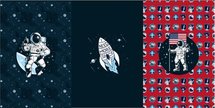 Katoen tricot paneel stof met astronauten - cartoon