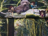 Beren in bos tricot paneelstof - groen bruin