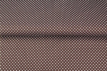 Bruine poplin katoen stof met witte stippen