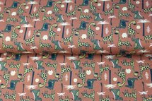 Brique rode tricot stof met giraf en krokodil