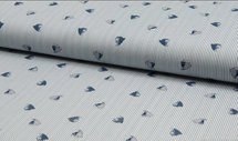 Blauw witte poplin katoen stof met zeilboten