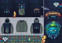 French Terry stof met 'Jewels' game thema
