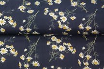 Blauwe poplin katoen met madeliefjes