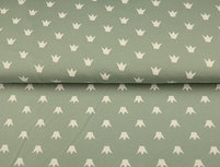 Mint oud groene tricot stof met kroontjes Mint oud groene tricot stof met kroontjes