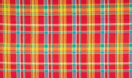 Katoen Madras geruit - rood geel blauw Katoen Madras geruit - rood geel blauw