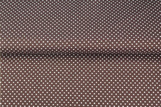 Bruine poplin katoen stof met witte stippen Bruine poplin katoen stof met witte stippen