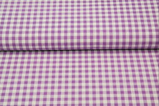 Paarse poplin katoen stof met grove ruit Paarse poplin katoen stof met grove ruit