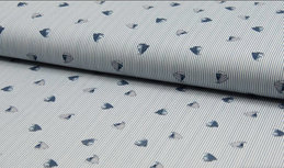 Blauw witte poplin katoen stof met zeilboten Blauw witte poplin katoen stof met zeilboten