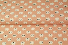 Roze tricot stof met witte katten Roze tricot stof met witte katten