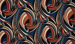 Viscose tricot - abstract - jeans blauw, brique steen rood Viscose tricot - abstract - jeans blauw, brique steen rood