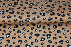 Licht bruine tricot stof met panterprint | leopard | Stenzo Licht bruine tricot stof met panterprint | leopard | Stenzo