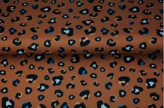 Bruine tricot stof met panterprint | leopard | Stenzo Bruine tricot stof met panterprint | leopard | Stenzo