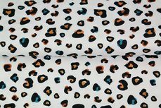 Tricot stof met panterprint wit - Stenzo - leopard Tricot stof met panterprint wit - Stenzo - leopard