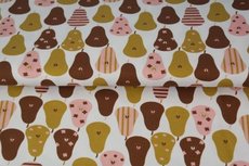 Witte tricot stof met peren - kinderstoffen / babystofjes Witte tricot stof met peren - kinderstoffen / babystofjes