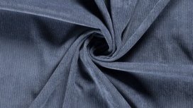Effen indigo blauwe rib stof met stretch | Nooteboom Textiles Effen indigo blauwe rib stof met stretch | Nooteboom Textiles