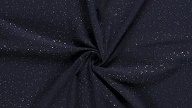 Marine blauwe hydrofiel stof / mousseline stof met foliedruk met stippen | Nooteboom Textiles Marine blauwe hydrofiel stof / mousseline stof met foliedruk met stippen | Nooteboom Textiles