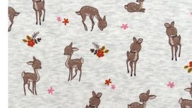 Alpenfleece stof - grijs melange winterstof met hertjes Alpenfleece stof - grijs melange winterstof met hertjes