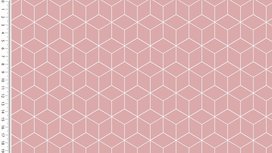 Oud roze katoen stof met cubes Oud roze katoen stof met cubes