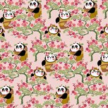Roze katoenen stof met panda Roze katoenen stof met panda