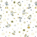 Witte katoenen stof space thema Witte katoenen stof space thema
