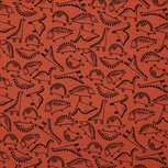 Steen rode tricot stof met dinosaurussen Steen rode tricot stof met dinosaurussen